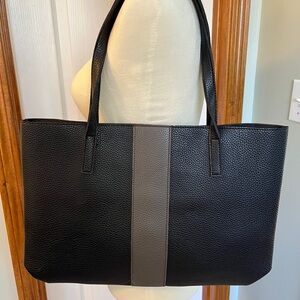 Vince Camuto Black Vegan Leather thin flat tote bag